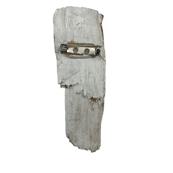 Hand Painted Santa Claus Wood Pin Brooch Christmas Holiday Hat Red White - Picture 3 of 9